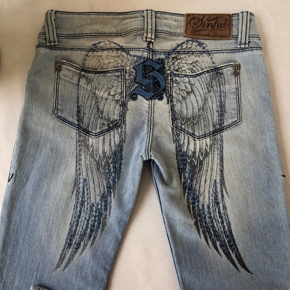 sinful jeans with angel wings